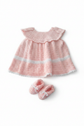 Conjunto de malha rosa bebé - vestido e sapatinhos